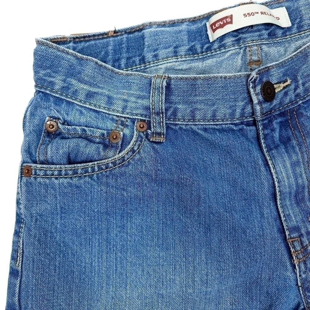 Levi's Red Tag 550 Boy's 9H Modified Denim Jean Shorts with Fringe Aesthetic - Picture 3 of 16